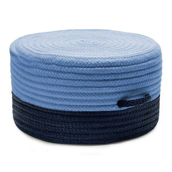 Color Block Pouf - Navy Blue & Light Blue Dim: 20" x 20" x1 1" Pouf, Round. (CS)