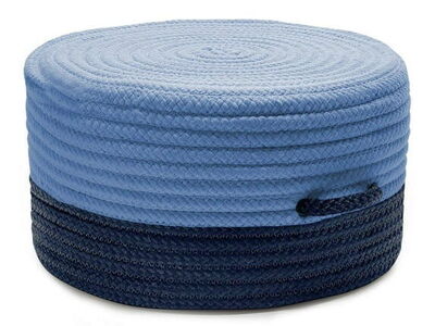 Color Block Pouf - Navy Blue & Light Blue Dim: 20" x 20" x1 1" Pouf, Round. (CS)