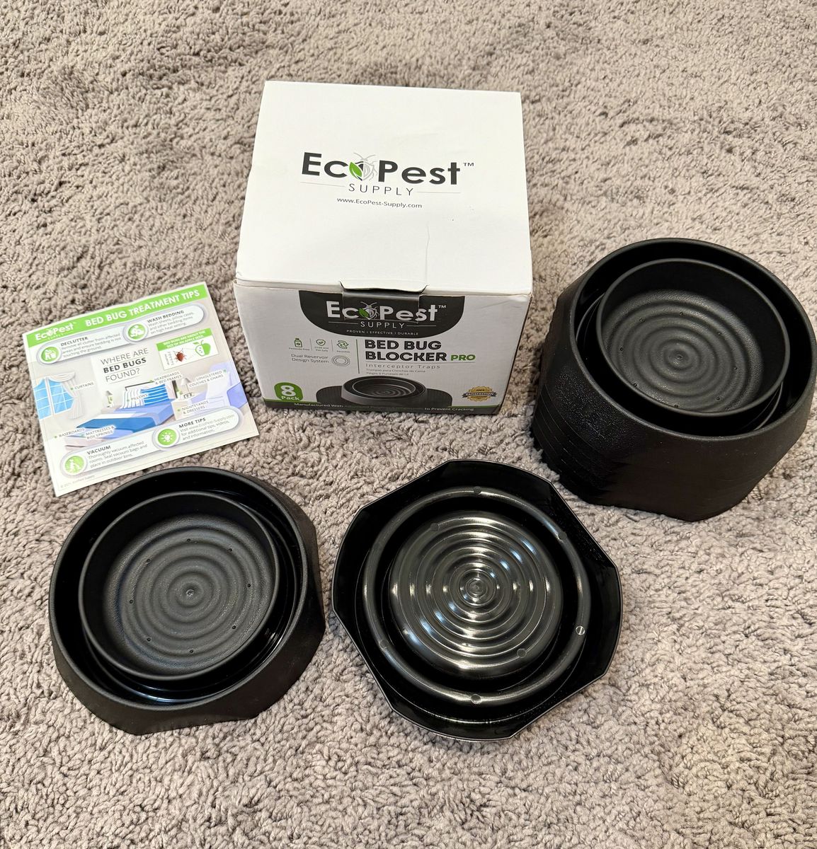 New Eco Pest Bed Bug Blocker Pro Traps for Furniture Legs - 8-Pack - Local Porch Pickup