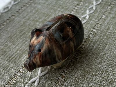 antique Austrian / Czech drip glaze stoneware piggy bank