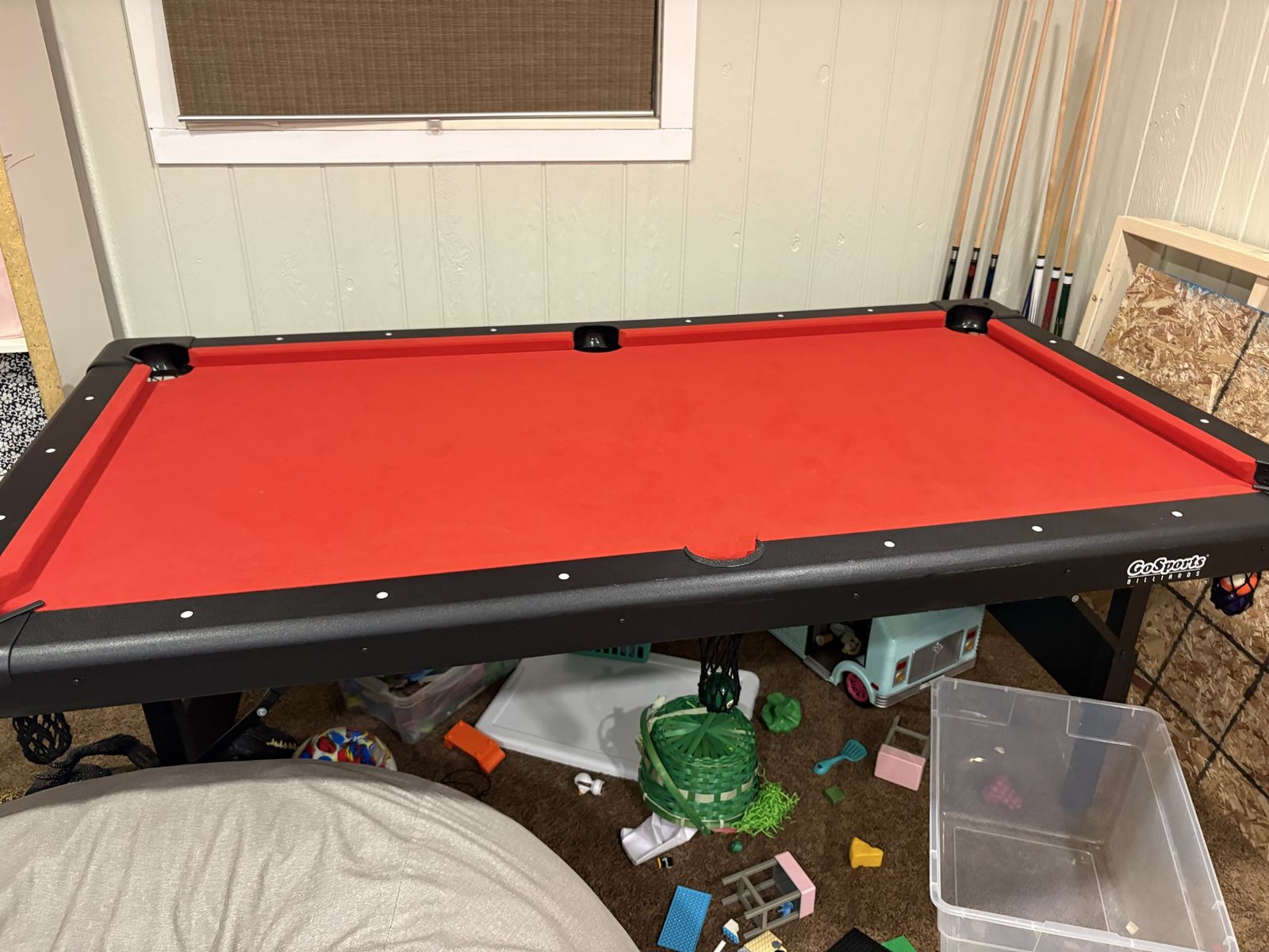 GoSports Billiards Pool Table with Red Felt and Cue Accessories