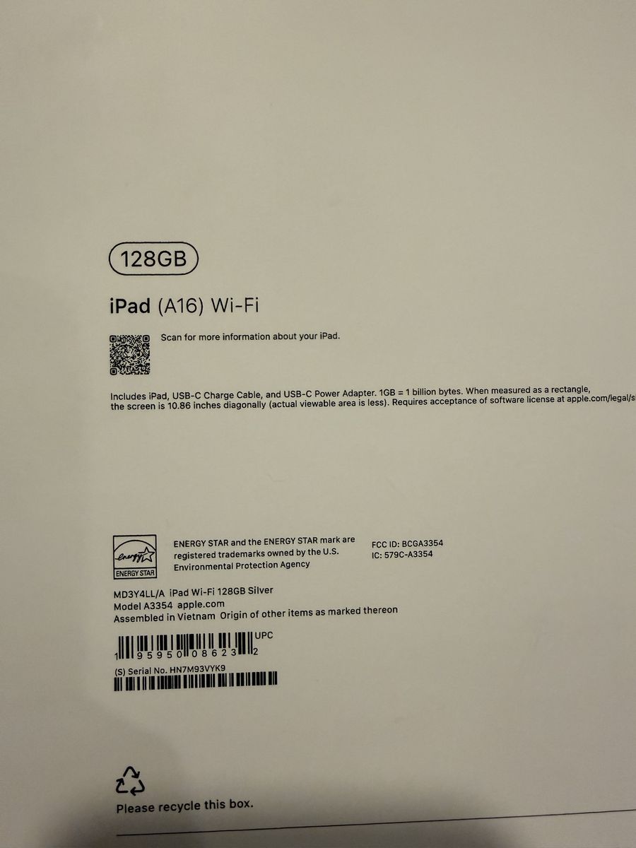 Brand New iPad A16 - Silver
