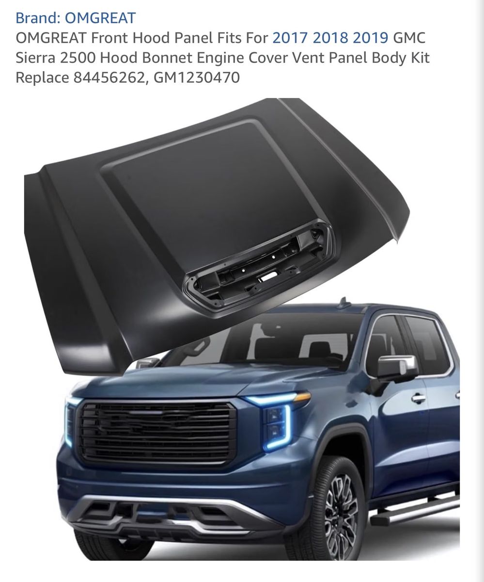 Front Hood Panel Fits For 2017 2018 2019 GMC Sierra 2500 Hood Bonnet Engine Cover Vent Panel Body Kit Replace