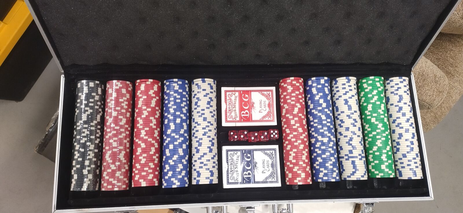 Playing cards chips set with case