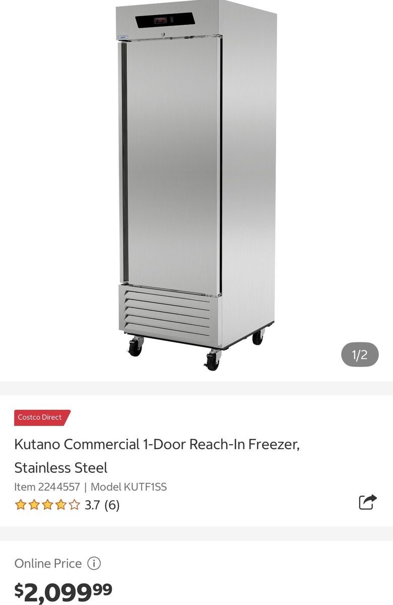 Kutano Commercial 1-Door Reach-In Freezer Stainless