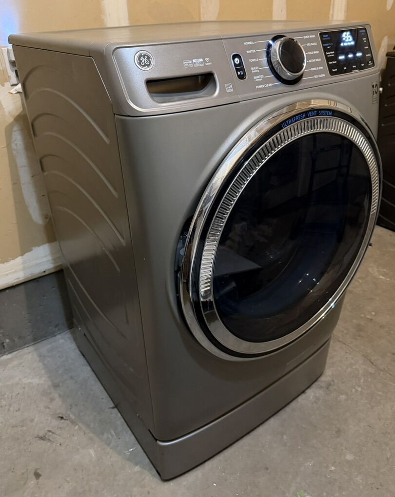 GE Front Load Washer Satin Nickel