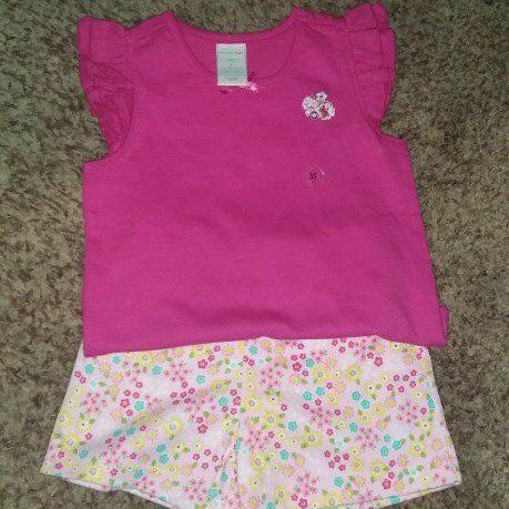 3T FLOWER SHORTS, PINK SHIRT