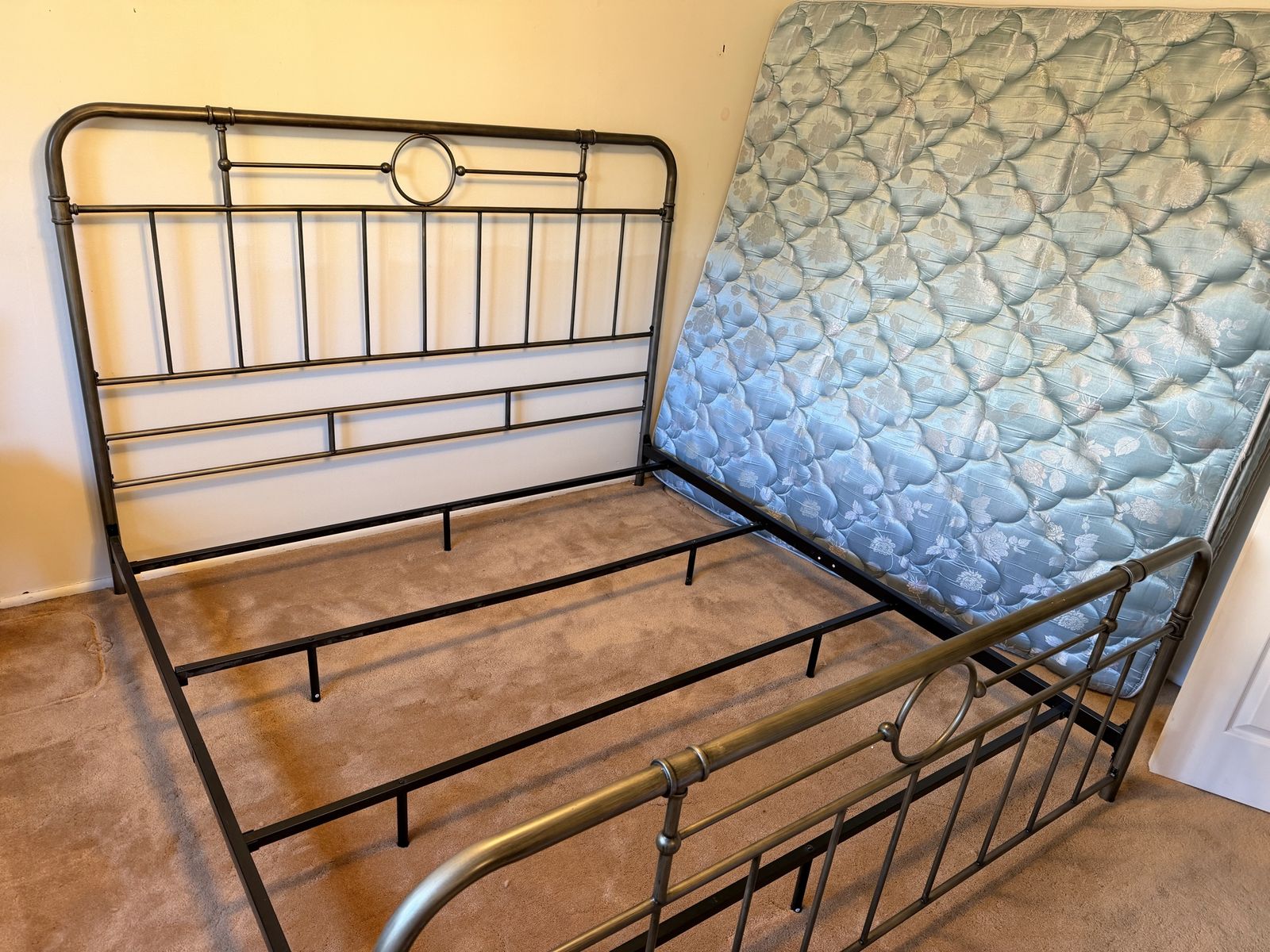 Metal King Bed Frame and king mattress 