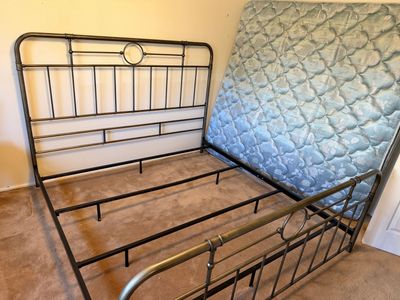 Metal King Bed Frame and king mattress