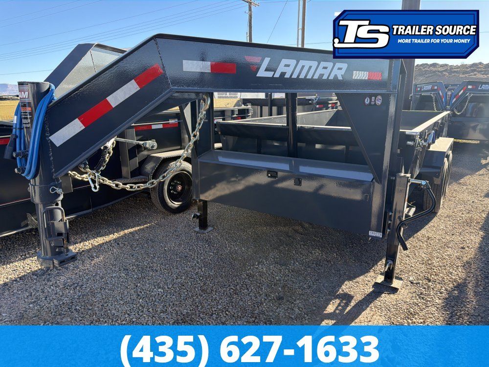 7x14 Lamar DT Gooseneck Dump Trailer - 24" Sides - 14K GVWR - Telescopic