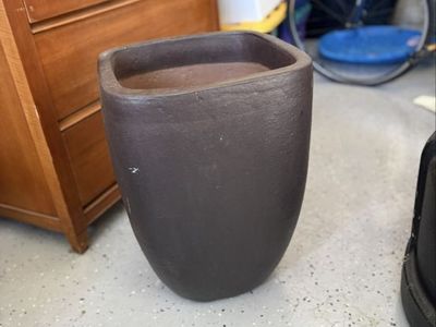 Large Brown Square Tapered Planter Pot - Indoor/Outdoor Garden Decor