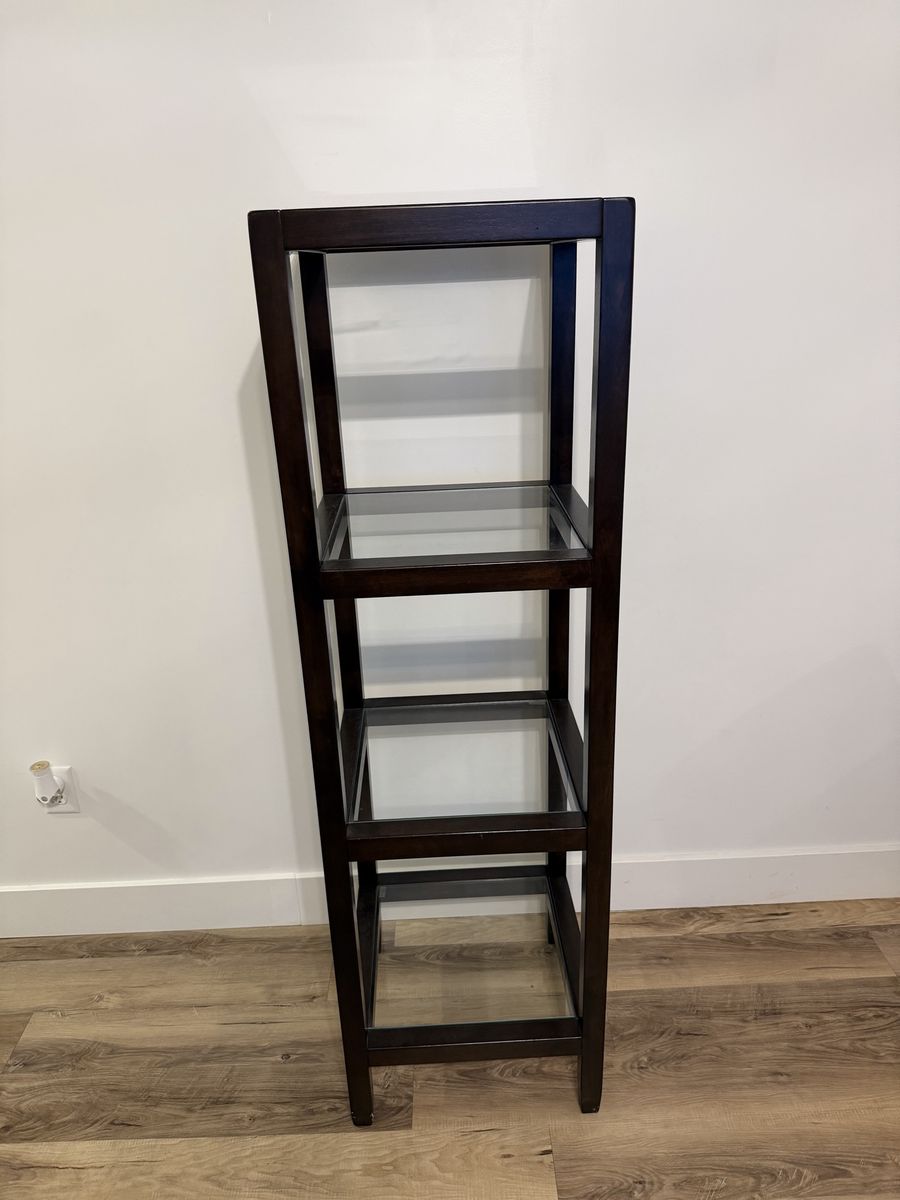 Tall Bookcase/Shelf with Glass Shelves (Crate & Barrel)