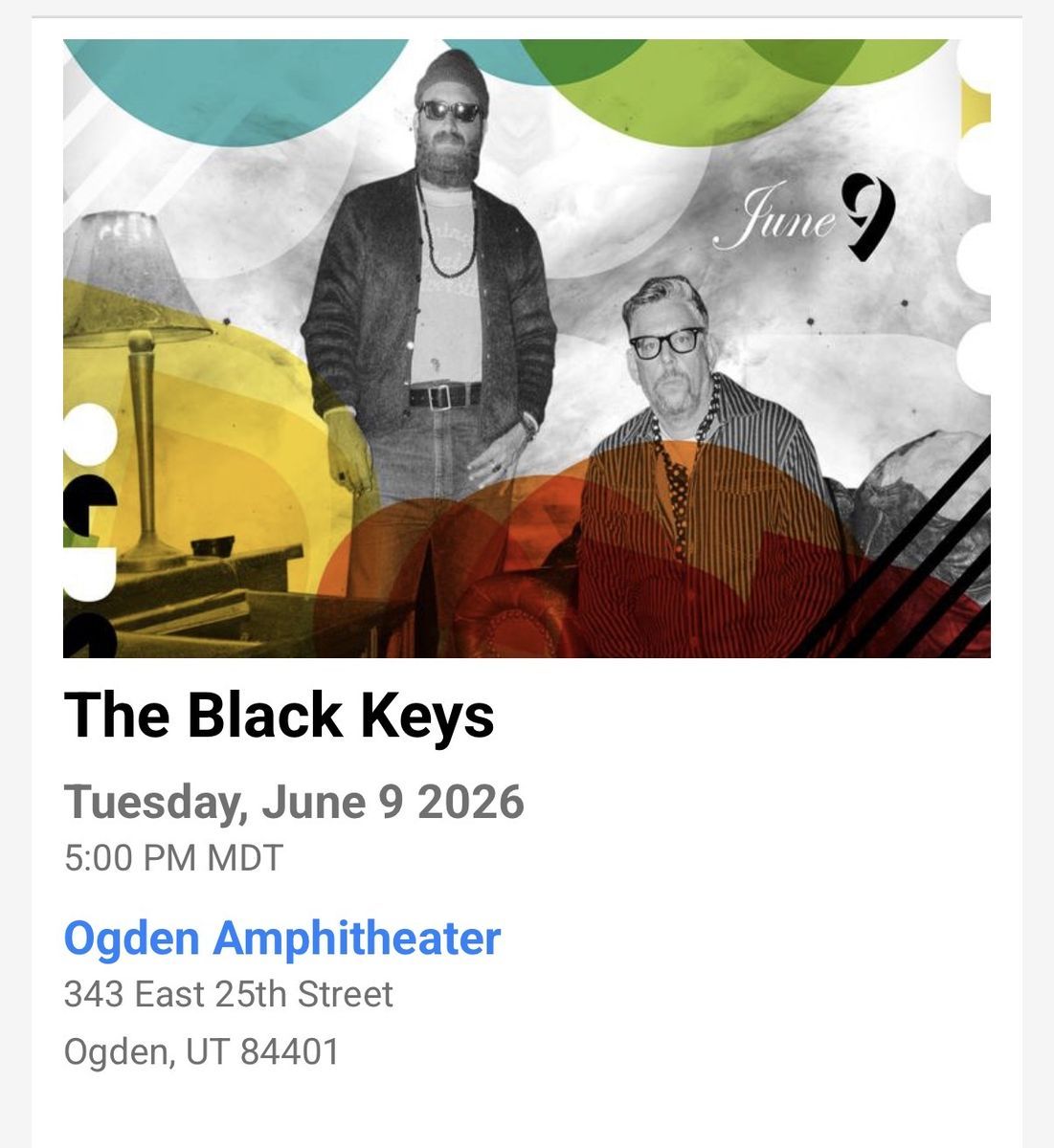 2 tickets to The Black Keys GA