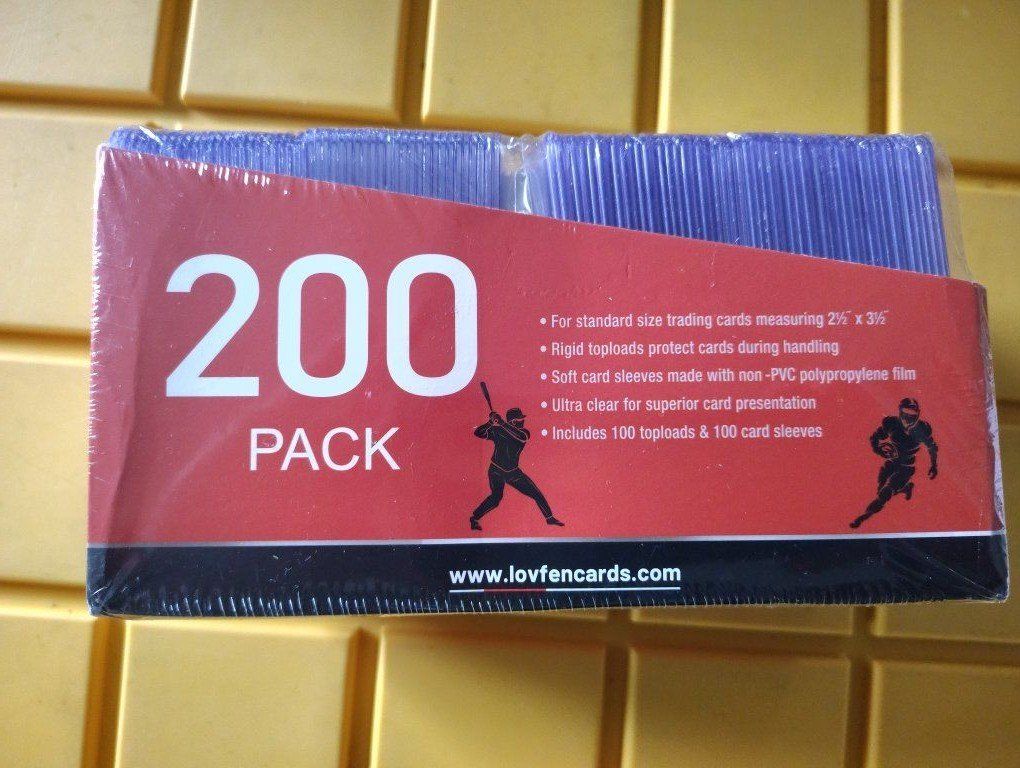 200 pk lovfen trading cards protector top loader 35 point 3x4 clear new sealed
