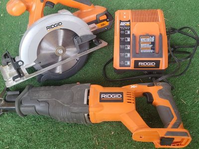 Rigid Sawzall, circular saw and battery charger
