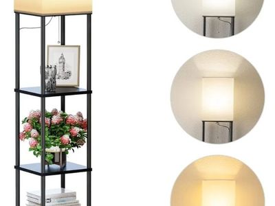 New in box SUNMORY Floor Lamp with Shelves, Modern Square Standing Lamp with 3 Color Temperatures