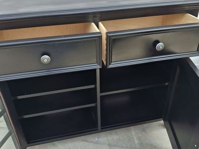 all wood black t.v.stand/dresser
