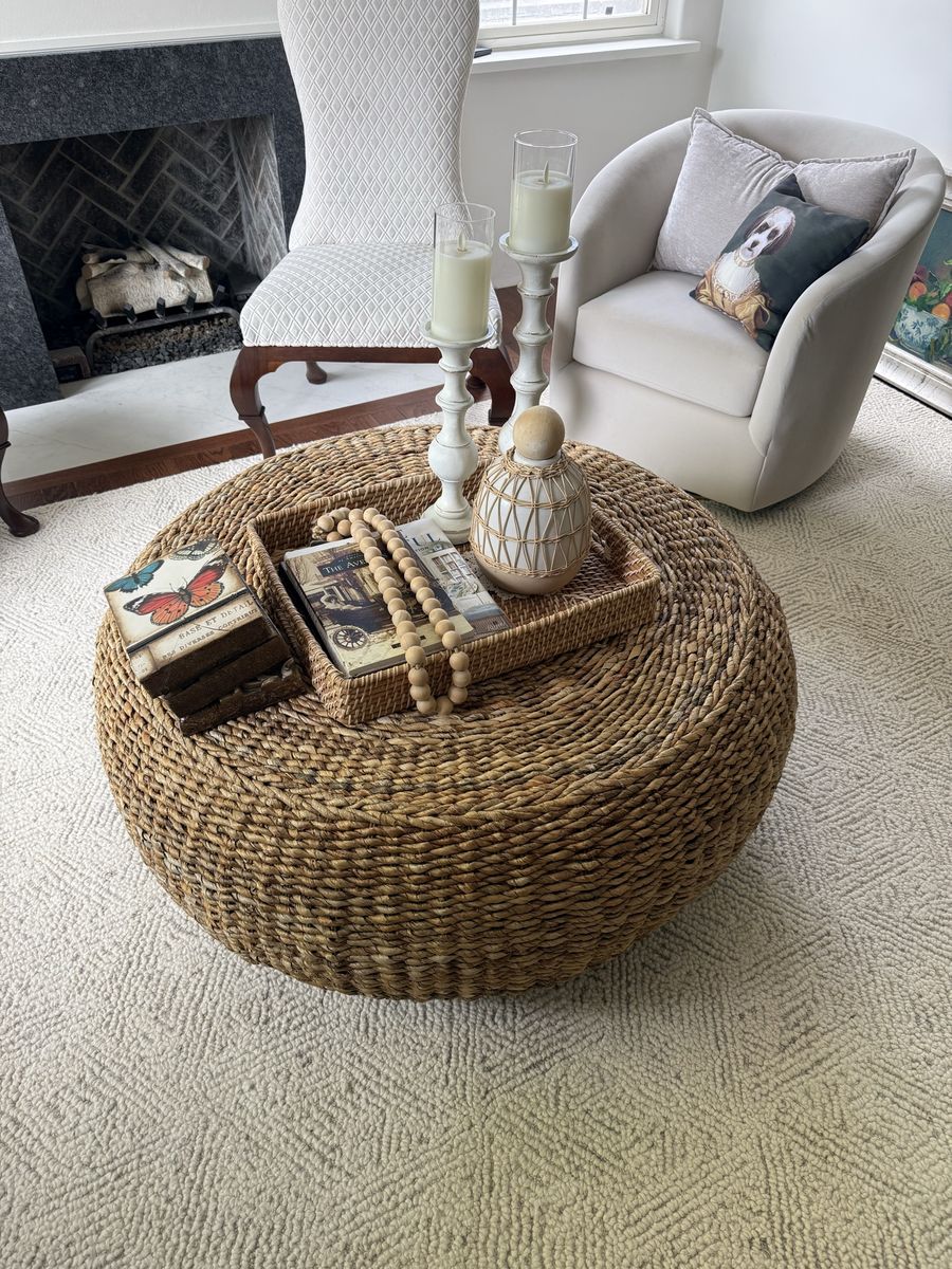 Round Woven Seagrass Coffee Table