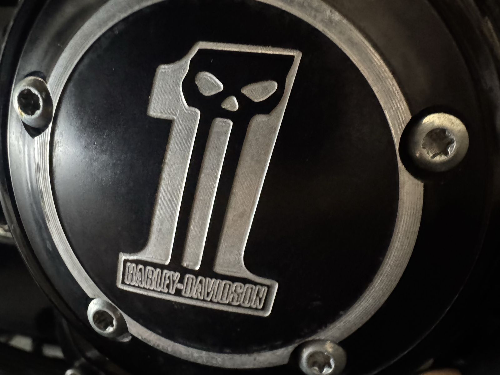 Twin cam points cover Harley skull dark custom