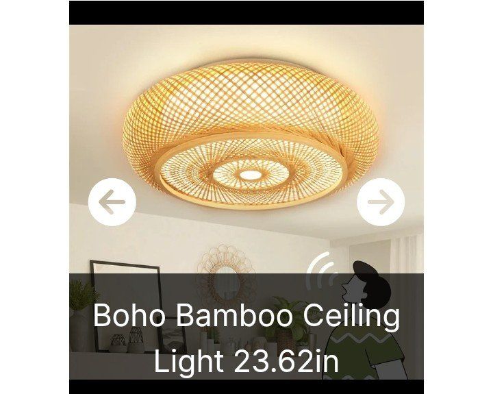Bamboo Ceiling Light 23.62" (voice controlled) NEW