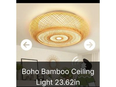 Bamboo Ceiling Light 23.62" (voice controlled) NEW