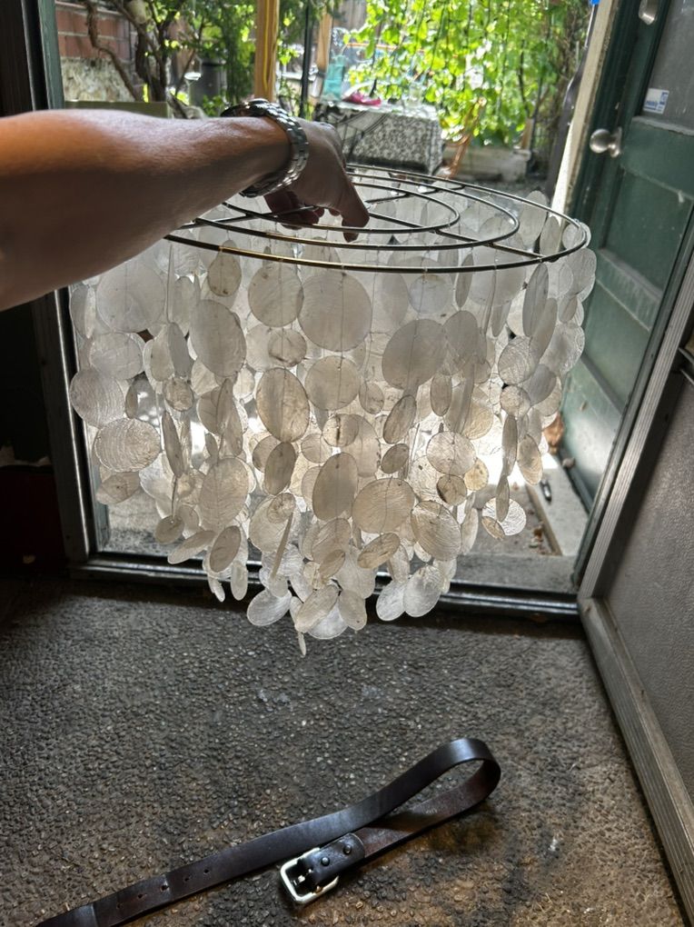 Capiz Shell Chandelier 16 In Diameter.