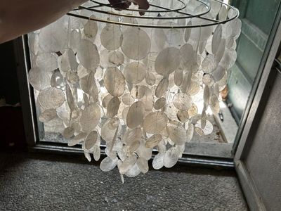 Capiz Shell Chandelier 16 In Diameter.
