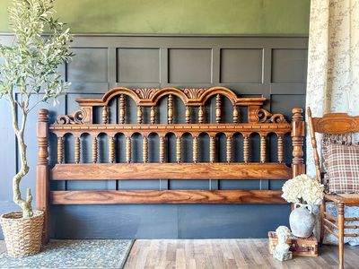 *FREE DELIVERY* Vintage King Spanish Revival Spindle Headboard