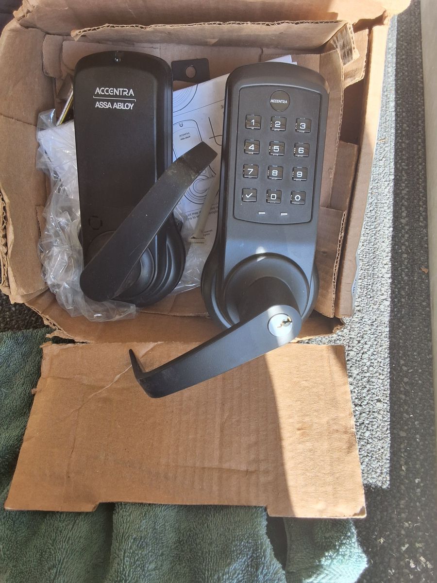 Accentera Assa Abloy Electronic Keypad Lever Door Lock with Key Entry - Black Finish