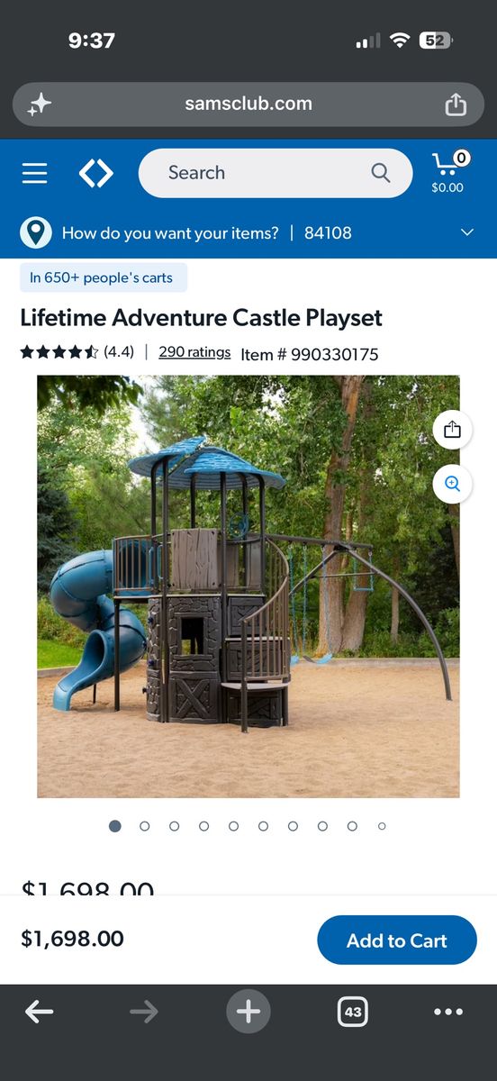 Lifetime Adventure Castle playground swingset
