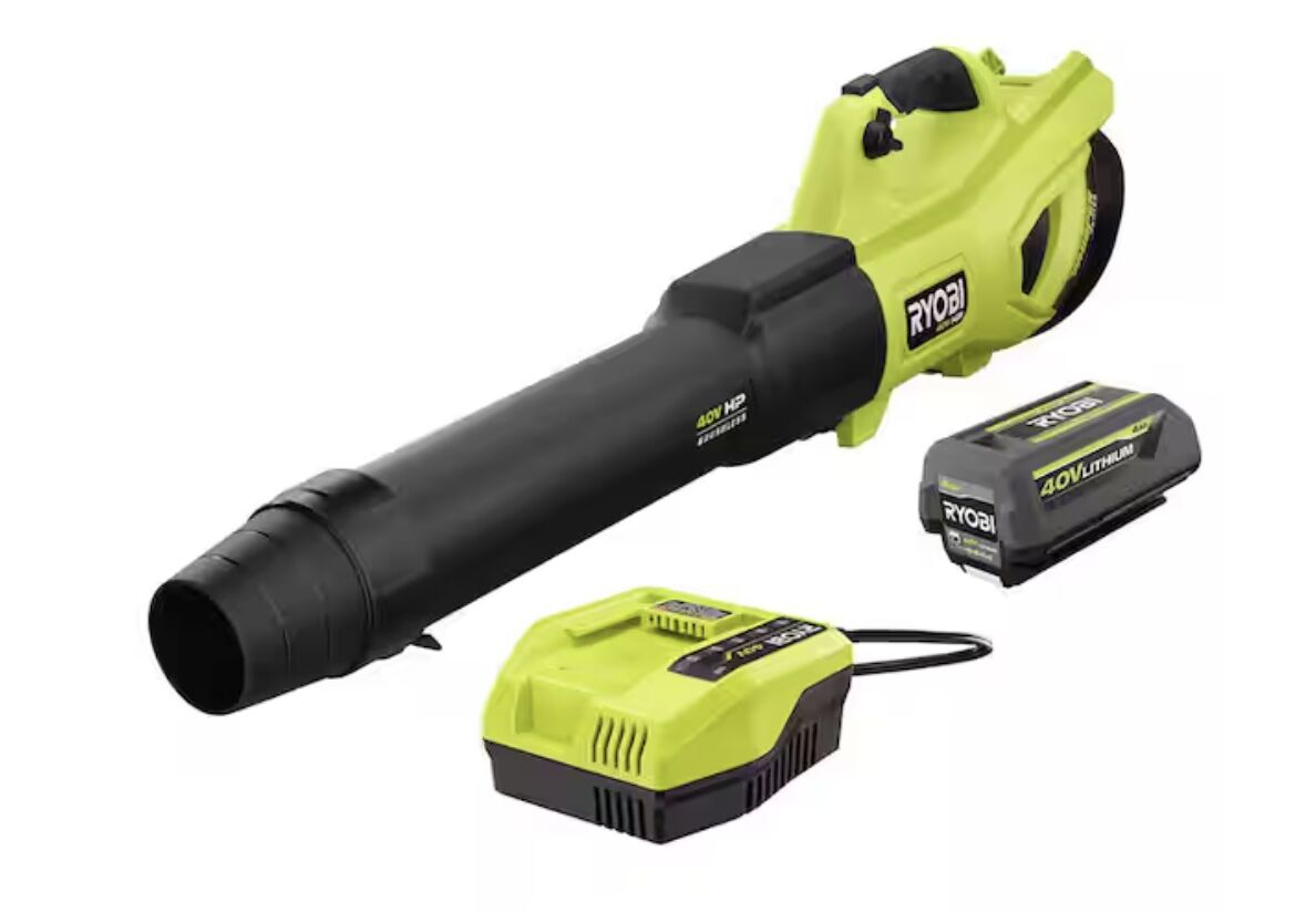 RYOBI 40V HP Brushless Whisper Series 160 MPH 650 CFM Cordless Battery Leaf Blower with 4.0 Ah Battery and Charger