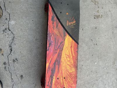 Arcade Complete Skateboard - Lava/Marble Graphic with Red Wheels