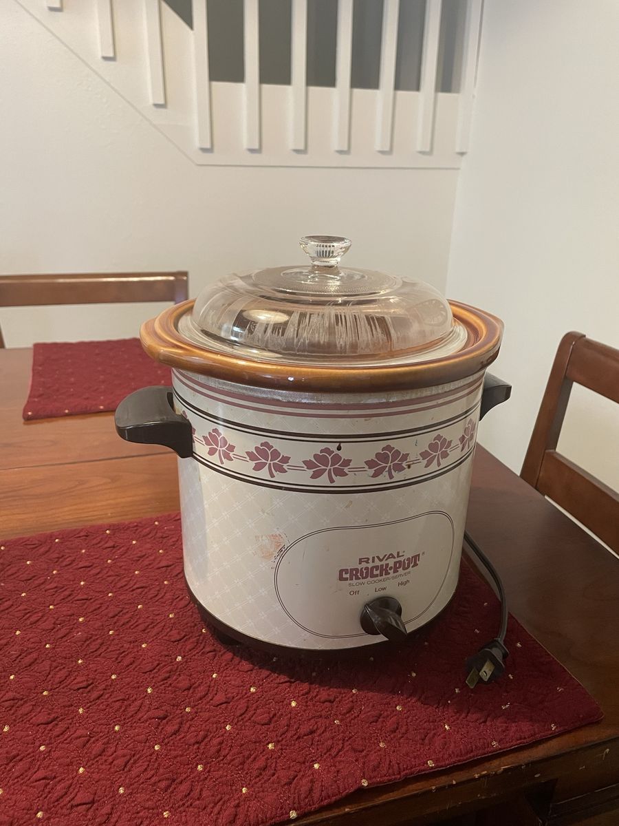 Vintage Rival Crock-Pot Slow Cooker with Removable Stoneware Insert & Glass Lid