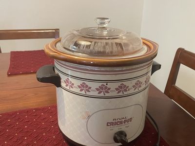 Vintage Rival Crock-Pot Slow Cooker with Removable Stoneware Insert & Glass Lid