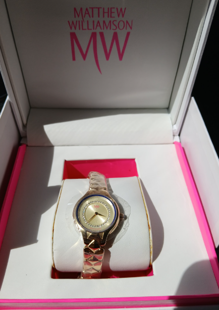 Matthew Williamson MW Women's Gold Tone Watch with Crystal Bezel - New in Box-Style 2