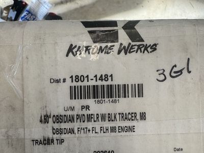 Khrome Werks 4.5" Obsidian PVD Mufflers with Black Tracer Tips for '17+ FL M8 Engine