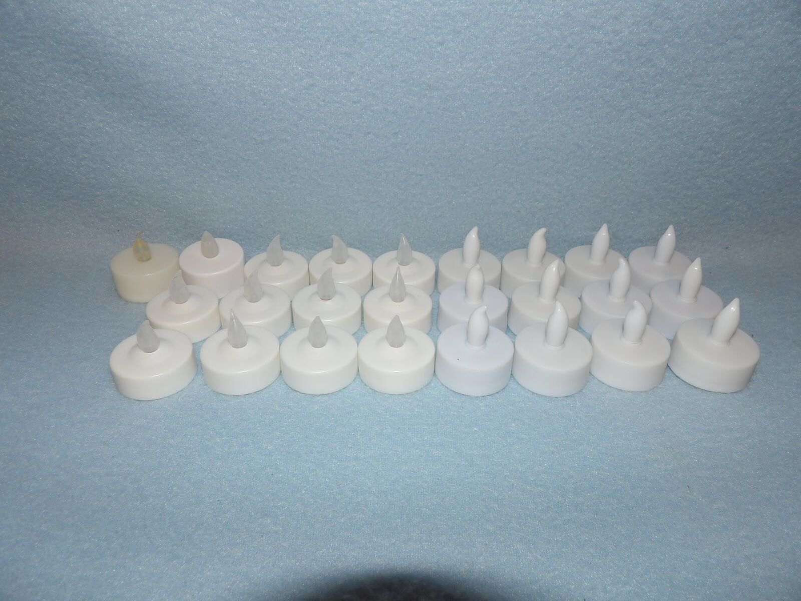 25 LED White Plastic Mini Tea Light Candle Votives~Holiday Decoration~Christmas~Halloween~4th of July/-50 cents each/all for $8