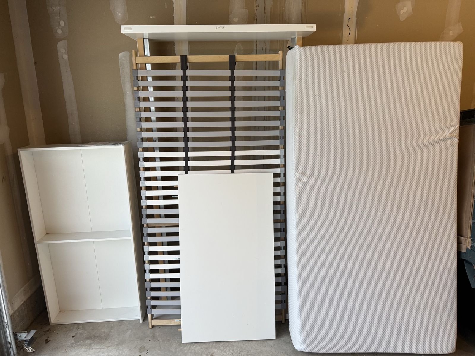 IKEA MALM Full Size Bed Frame, Slatted Bed Base, and Mattress - White