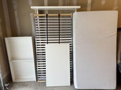 IKEA MALM Full Size Bed Frame, Slatted Bed Base, and Mattress - White