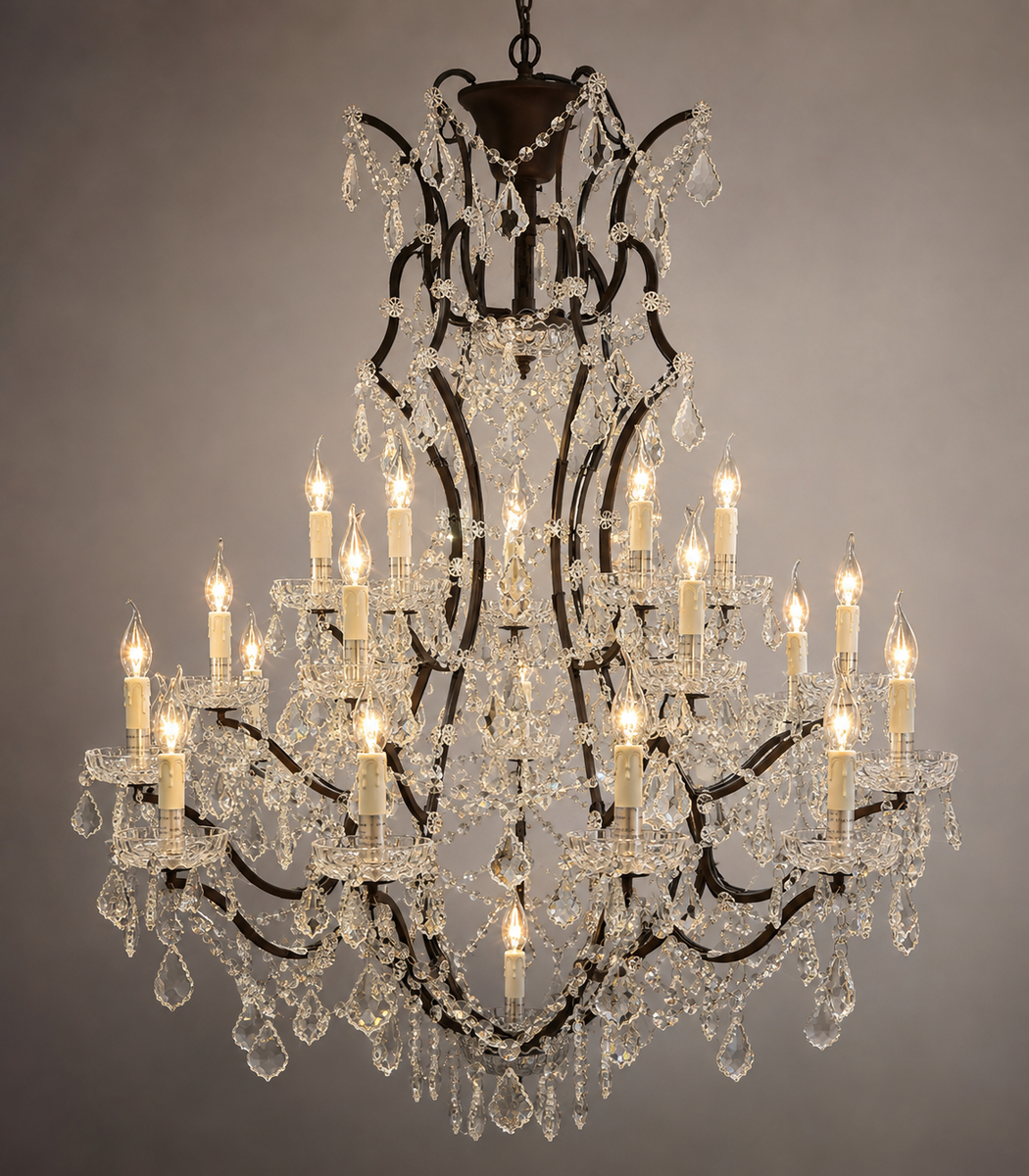 25 Light Chandelier In Black Bronze Finish 50" H x 40" W - Great Condition
