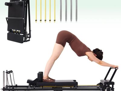 Foldable Pilates Reformer Machine, Dual Resistance with Springs and Cords
