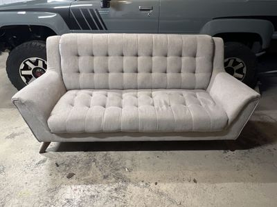 80 Inch Long Grey/Beige Cloth Sofa