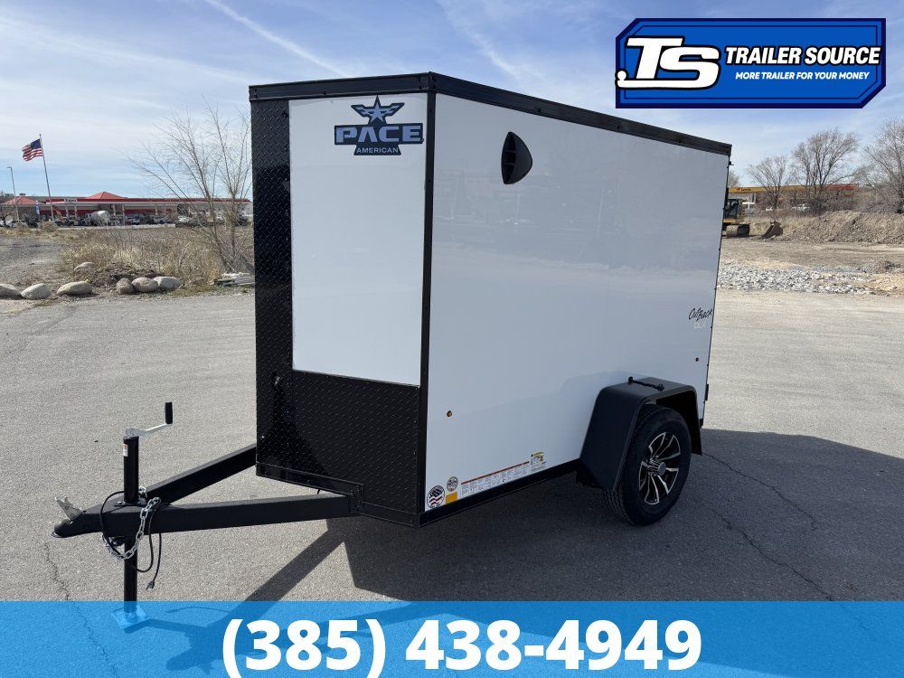 5x8 Pace American Outback Deluxe Enclosed Cargo Trailer - 6'0" Interior - 3.5K GVWR - .080 PolyCor, Alloy Wheels, Black Out