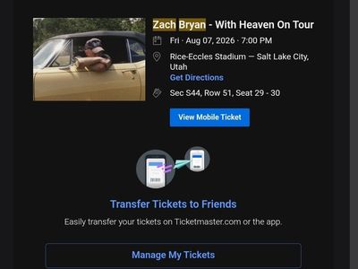 Zach Bryan, two tickets, $125 each, face value