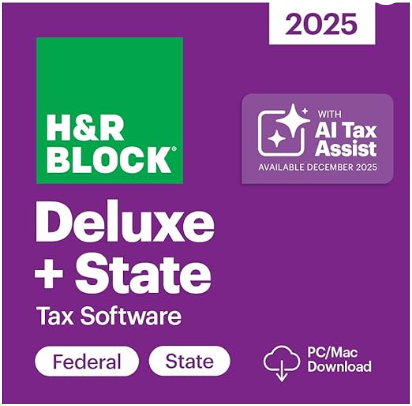 HALF PRICE! H&R Block Deluxe + State 2025 Tax Software PC/Mac