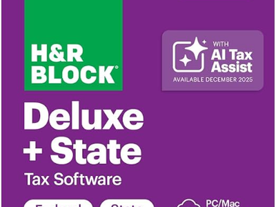 HALF PRICE! H&R Block Deluxe + State 2025 Tax Software PC/Mac