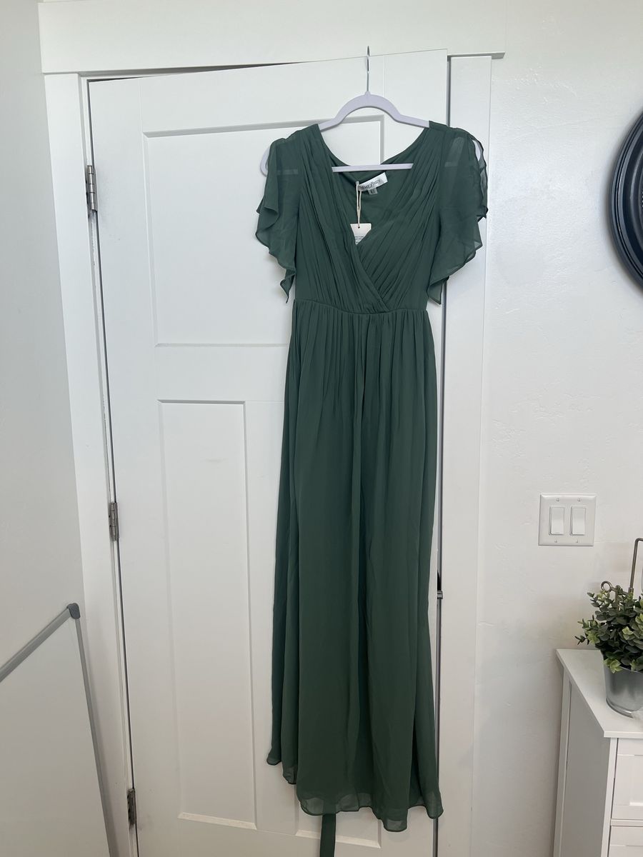 Ever Pretty Women's Green V-Neck Maxi Bridesmaid Dress EE0164AEU08, Size Large, New with Tags