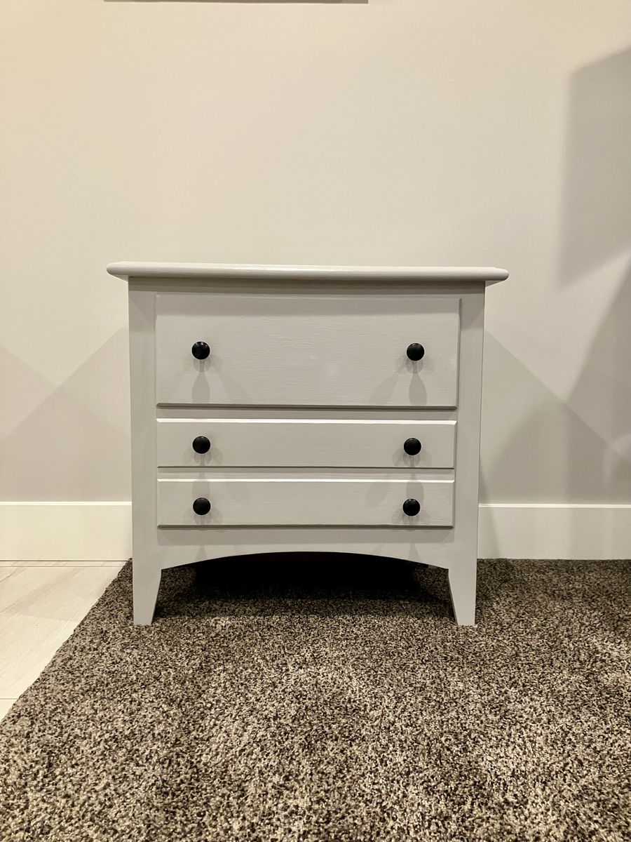Painted Solid Oak 2 Drawer Dresser / Extra Wide Nightstand