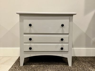 Painted Solid Oak 2 Drawer Dresser / Extra Wide Nightstand