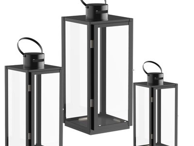 Lantern Set of 3 New Decor Stainless Candle Patio Outdoors Indoors